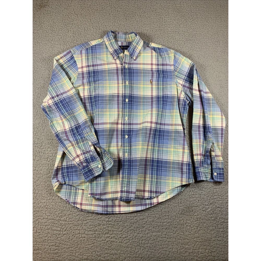 Ralph Lauren‎ Shirt Mens XL/TG Flesh Pony Classic Fit Plaid Button Oxford Shirt